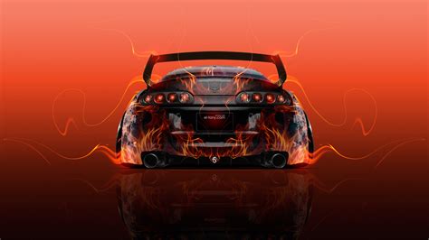 tuning, back, fire, 4K, super, jdm, supra, toyota, car HD Wallpaper