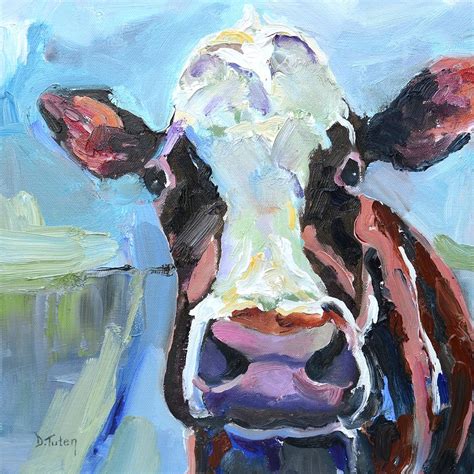 Peek-a-Boo Cow Whimsical Cow Oil Painting Painting by Donna Tuten - Pixels