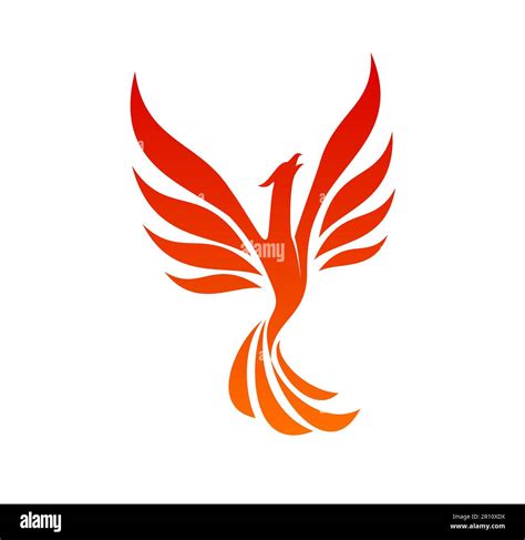 Phoenix bird icon of firebird on fire wings, vector flying eagle or falcon in flames. Phoenix ...