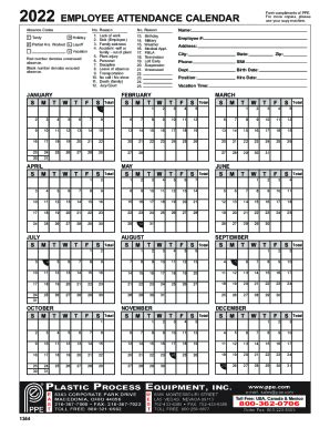 PPE Employee Attendance Calendar 2022-2024 - Fill and Sign Printable ...