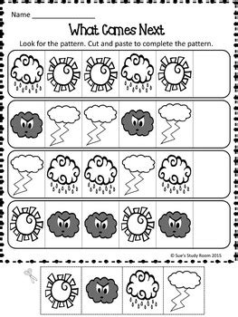 PATTERNS: Weather Patterns Worksheets by Sue's Study Room | TPT