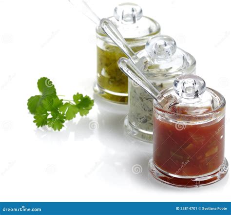 Salsa and Dips stock image. Image of tomato, spoon, savoury - 23814701