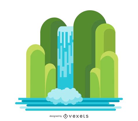 Flat Waterfall Illustration Vector Download