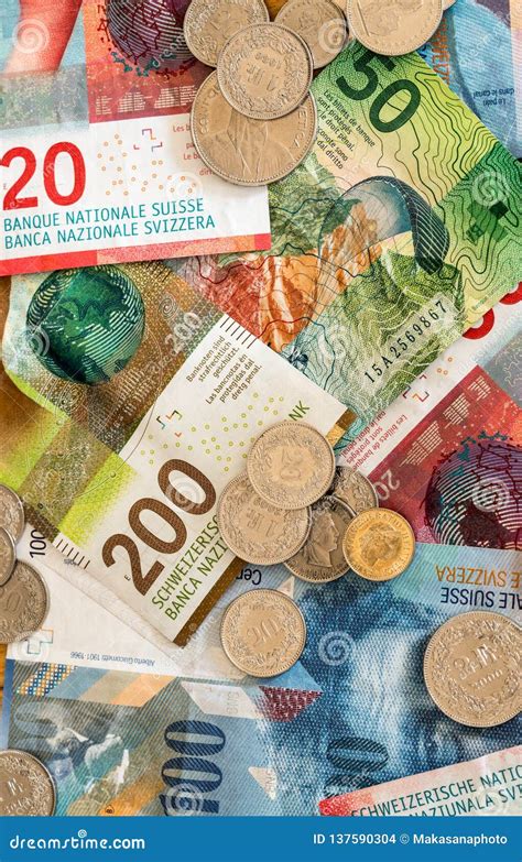 Swiss Franc Money in Coins and Colorful Bills Stock Photo - Image of legal, exchange: 137590304