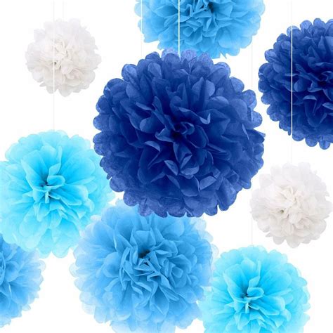 12 Pack of Blue/Navy/White Tissue Paper Flower Balls Tissue | Etsy