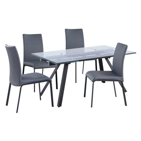 Extendable Glass Dining Table in Clear by Chintaly Imports