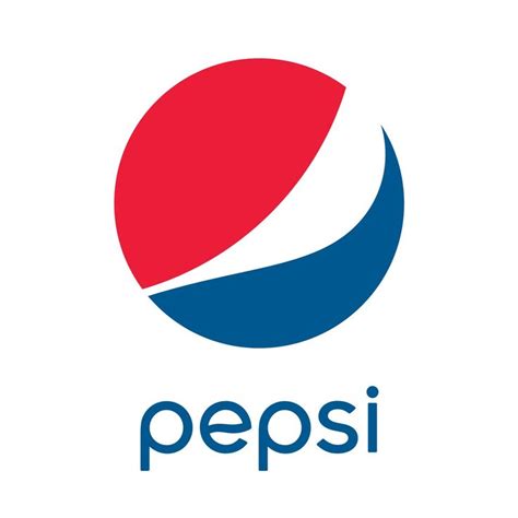 the pepsi logo is shown in red, white and blue with an orange circle on top