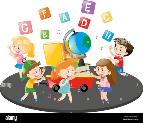 Children dancing and singing song illustration Stock Vector Image & Art ...