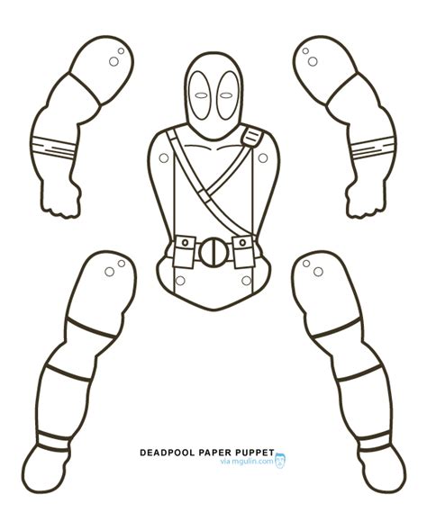 Deadpool Paper Puppet Printable - M. Gulin - Papercrafts Prints and More