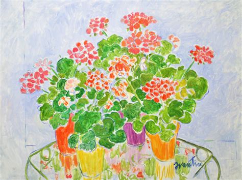 Potted Geraniums on Glass Table – The Christina Gallery