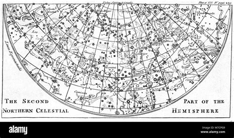 Sky map of the northern hemisphere Black and White Stock Photos ...