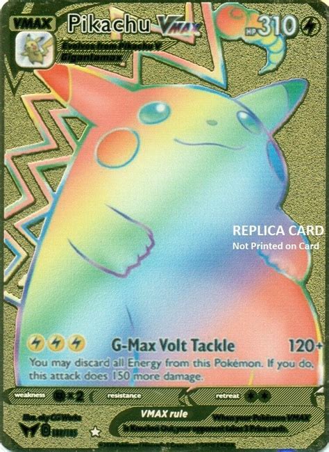 Mavin | Pikachu VMAX Rainbow Shiny Gold Metal Collectible Pokemon Card NM