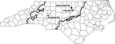 Map of North Carolina with the Piedmont region delineated and sampling... | Download Scientific ...