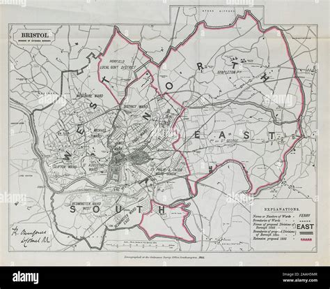 Bristol Parliamentary Borough. Clifton Bedminster. BOUNDARY COMMISSION 1885 map Stock Photo - Alamy