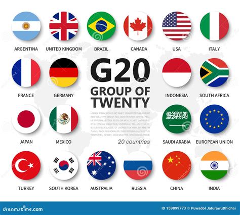 G20 . Group of Twenty Countries and Membership Flag . International Association of Government ...