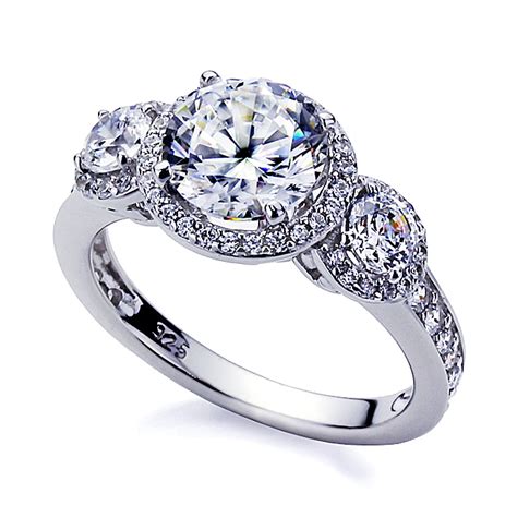 Dainty Jewelry - Women's Platinum Plated Sterling Silver 2ct Round CZ ...