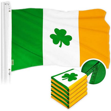 G128 - Ireland SHAMROCK Irish Flag 3x5FT 5 Pack Embroidered Polyester ...