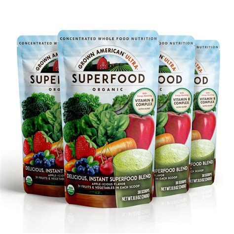 Grown American Superfood Ultra Organic Whole Fruits and Vegetables Concentrated Green Powder ...