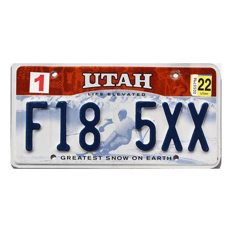 2022 Utah Ski #F18-5XX | Real Old Utah License Plates