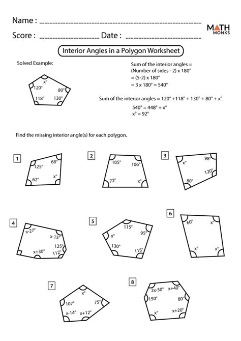 Interior And Exterior Angles Worksheet Pdf Answers | Review Home Decor