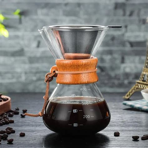 400 ML Glass Pour over Coffee Manual Drip Coffee Maker High Temperature Resistant Glass Coffee ...