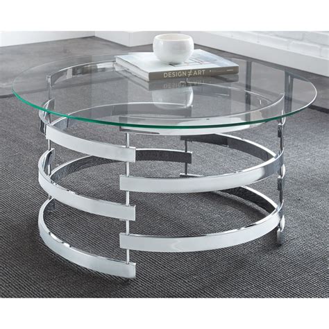 Tisbury Round Coffee Table by Greyson Living (Tisbury Coffee Table), Silver Modern Glass Coffee ...