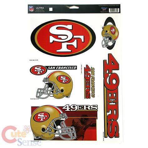 NFL San Francisco 49ers Window Clings Decal 5 Logo on 11"x17" Auto ...