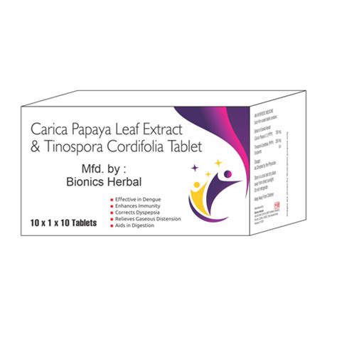 CARICA PAPAYA LEAF EXTRACT + TINOSPORA CORDIFOLIA Tablets Bionics Herb