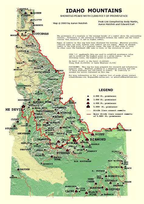 Idaho prominence map