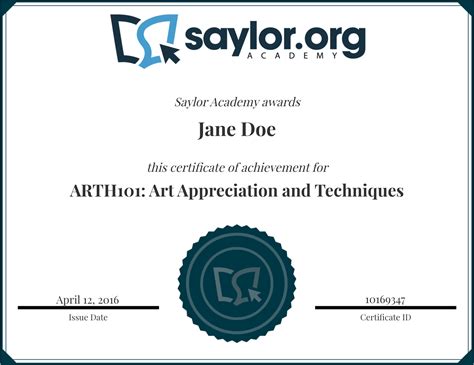 Course Completion Certificates | Saylor Academy