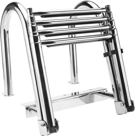 BOAT LADDER STAINLESS Steel 4 Step Telescoping Ladder Folding Dock ...