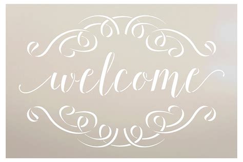 Welcome Stencil with Scrolls by StudioR12 | Reusable Mylar Template ...