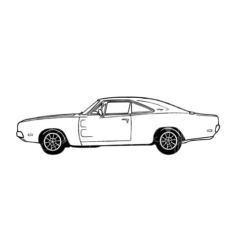 1969 60's Dodge Charger Classic Car Vehicle Line Drawing/illustration SVG Digital File Download ...