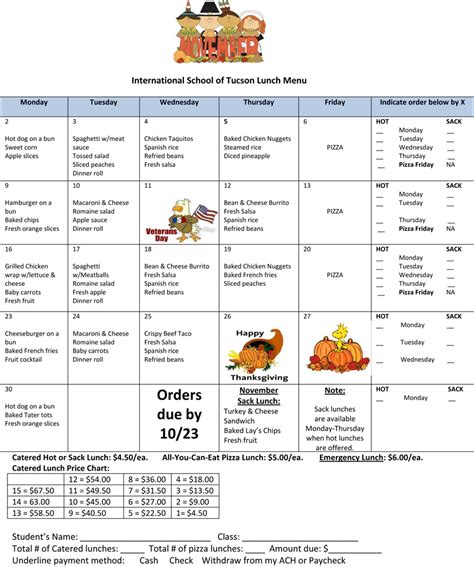 Lunch Menu | International school of Tucson