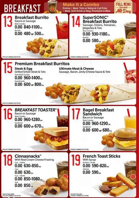 sonic breakfast menu prices