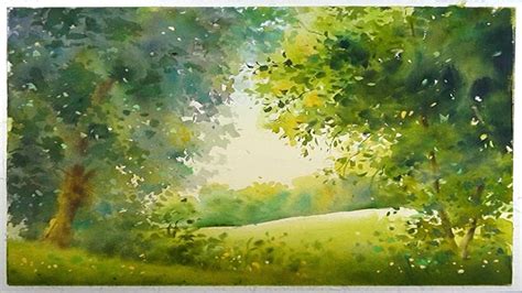 Peaceful countryside scenery - Watercolor Painting - YouTube