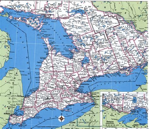 Southern Ontario map regions.Detailed map of Southern Ontario with cities and counties