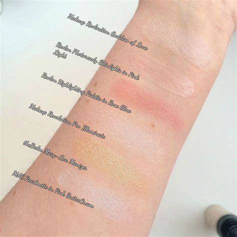 Looking at arm swatches of all my highlighters makes me realise that I quite obviously have a ...