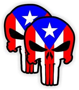 Puerto Rico Hard Hat Stickers | Motorcycle Helmet Decals | Punisher ...