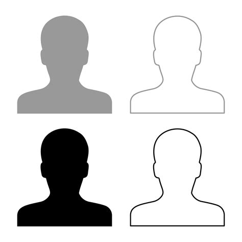 Avatar man face silhouette User sign Person profile picture male set ...