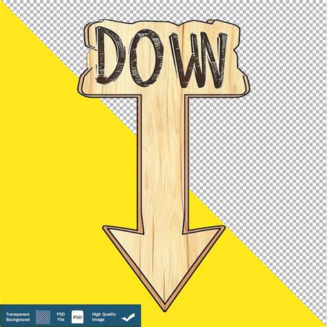 Premium PSD | Cartoon wooden arrow with down on it transparent background png psd