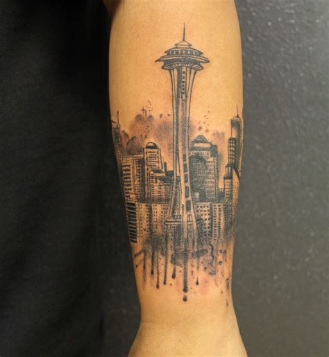 Pin by Dzul Ink Lounge on Splash of Watercolor | Seattle skyline tattoo, Seattle tattoo, Skyline ...