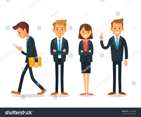 Vector Set 4 Four Businessman Office Stock Vector (Royalty Free) 613841999 | Shutterstock