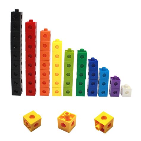 100pcs 10 Colors Multilink Linking Counting Cubes Snap Blocks Teaching ...