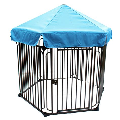 ALEKO Heavy Duty Dog Playpen with Door and Umbrella Cover - 6 Panel ...