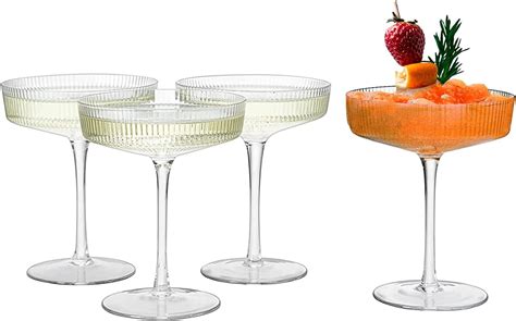 Ribbed Coupe Cocktail Glasses 8 oz | Classic Manhattan Glasses For Cocktails, Libbey Champagne ...