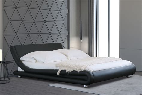 Luxury Black Modern Leather Padded King Size Bed | BedSale.com