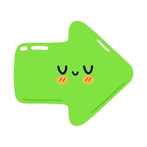 Cute funny green arrow icon. Vector hand drawn cartoon kawaii character illustration icon ...