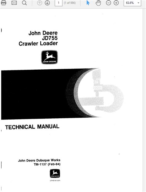 John Deere 755 Crawler Loader Repair Technical Manual (TM1137)