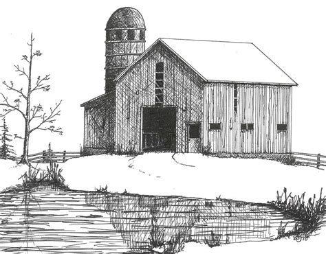 Old Barn 1 Drawing by BJ Shine